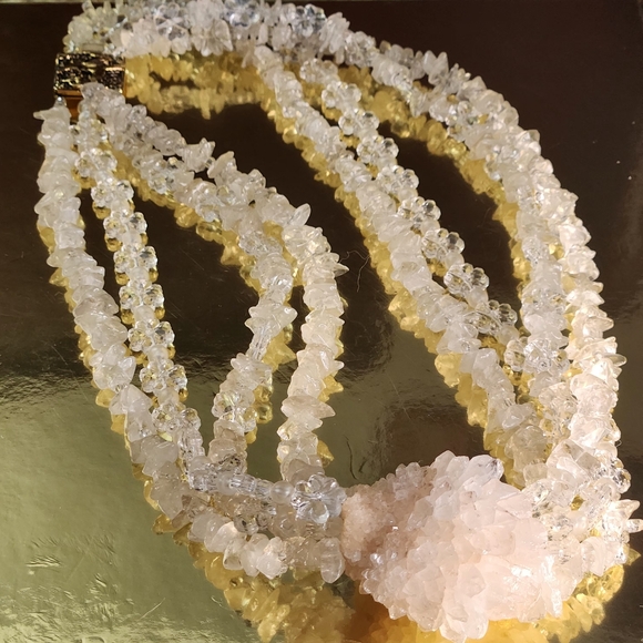 Made in Italy Vintage Quartz Cluster Multistrand Necklace - Picture 1 of 12